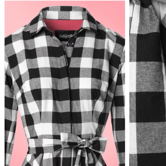 Collectif X ModCloth 50s Mara Check Midi Fit & Flare Shirtdress Shirt Dress - Picture 7 of 14
